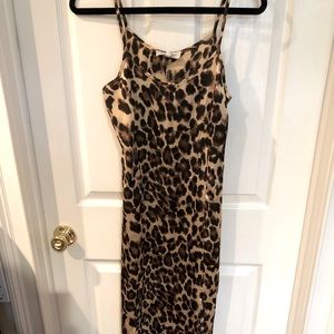 Long silky animal print dress